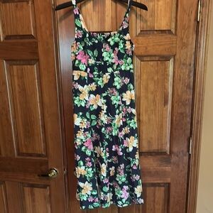 Old Navy Black and Pink Sundress Midi